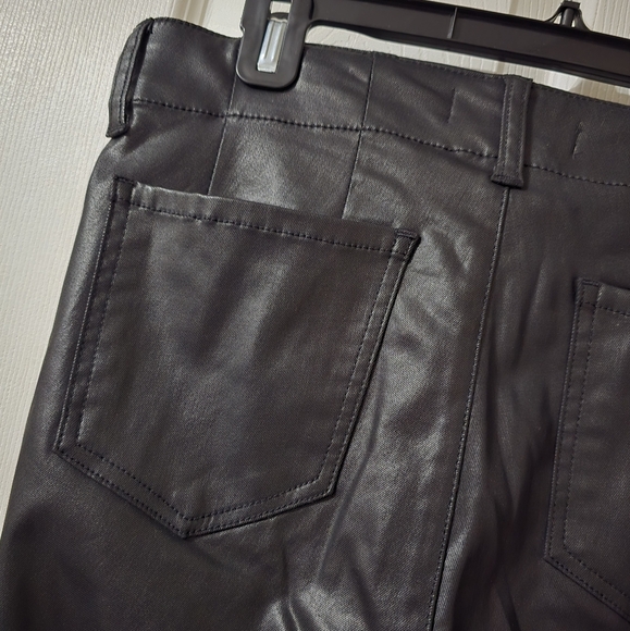 KUT Reese Ankle Straight Coated Black Trouser Pants, Mid-Rise, Flat Front, EUC! - Picture 8 of 16